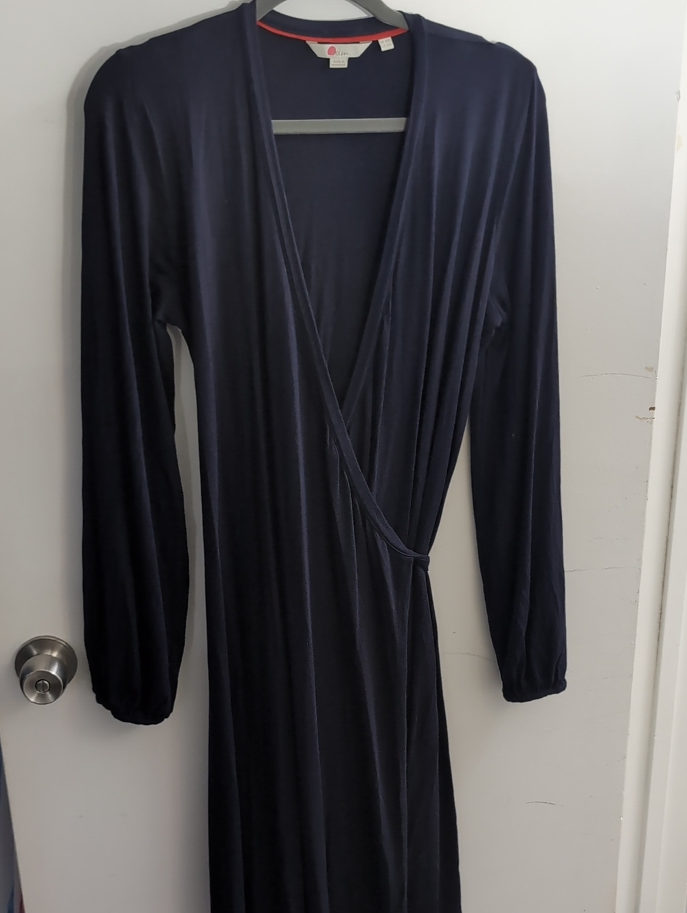 Boden Navy Long-Sleeve Wrap Dress
